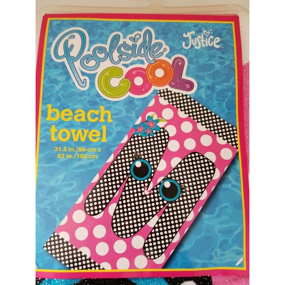 JUSTICE POOLSIDE COOL LETTER M TOWEL 31.5 IN/80 CM X 63 IN/ 160 CM NEW - Picture 2 of 4
